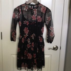 Black lace floral dress